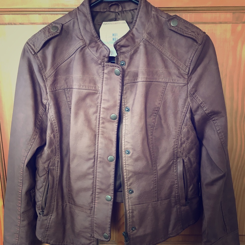 Anthropologie Faux Leather Moto Jacket by HEI HEI